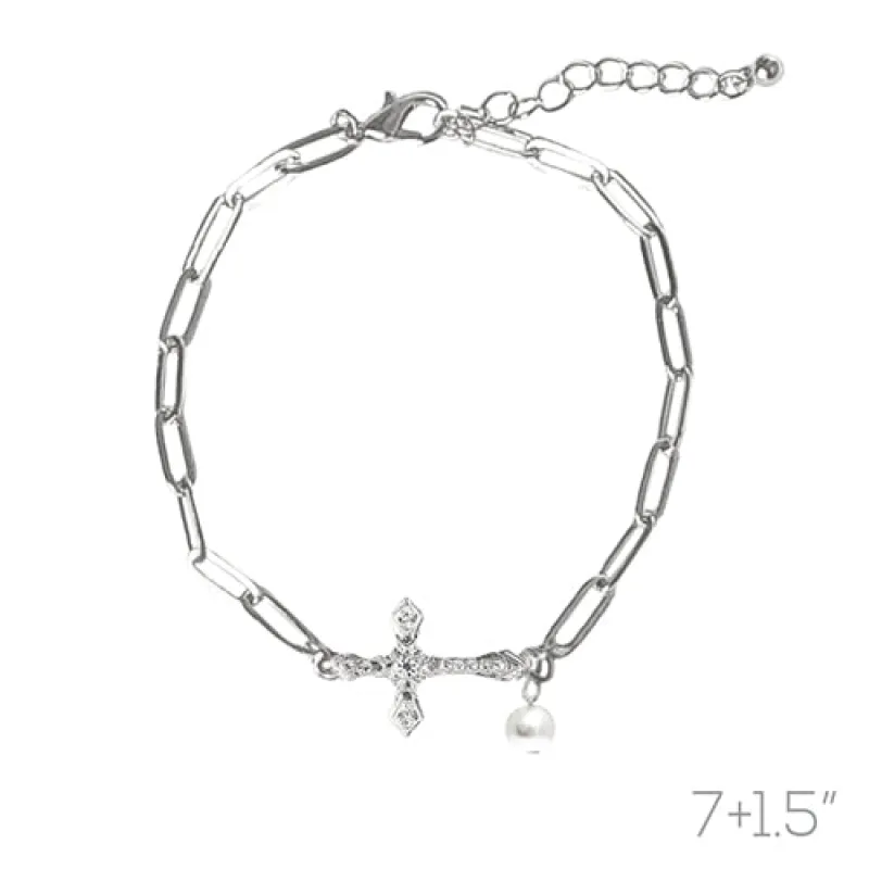 SILVER DIAMOND CROSS BRACELET ( 84523 WHR ) made by Rebecca Minkoff