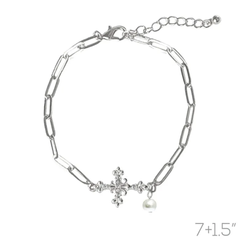 SILVER CROSS BRACELET ( 84522 WHR ) sold by Oh My Jewelry
