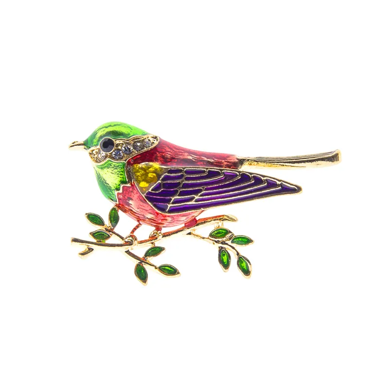 GOLD BIRD BROOCH MULTI COLOR ( 31391 MUG ) sold by Oh My Jewelry