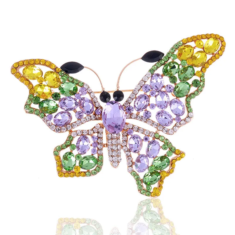 GOLD BUTTERFLY BROOCH LAVENDER YELLOW STONES ( 1422 PPL ) sold by Oh My Jewelry