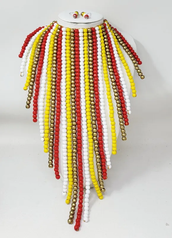 MULTICOLOR WOOD NECKLACE ( 11115 RYE ) sold by Oh My Jewelry