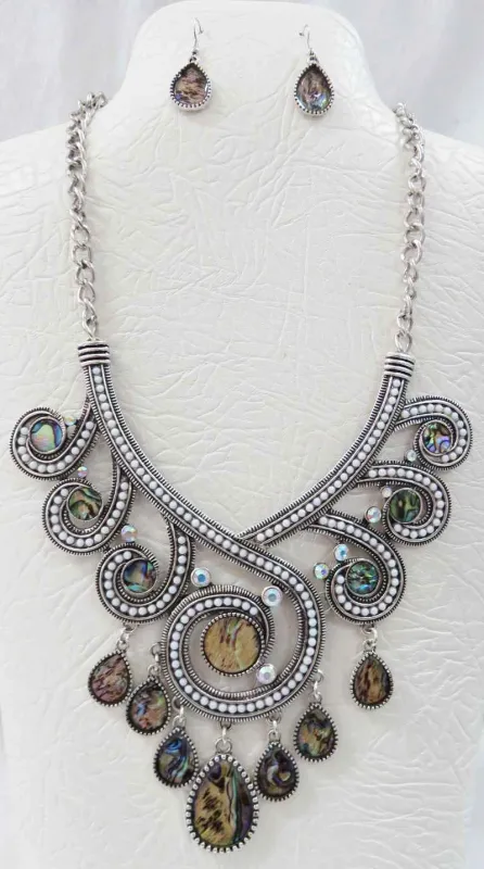 ABALONE NECKLACE SET ( 3147 AB ) sold by Oh My Jewelry
