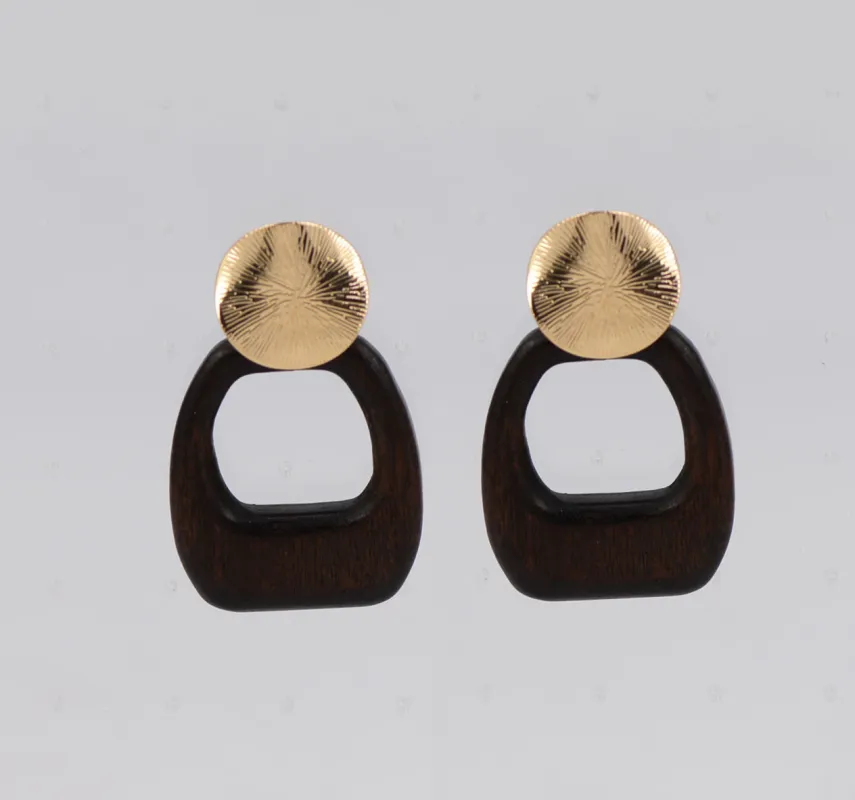 BROWN WOOD EARRINGS ( 2501 GLBRN ) sold by Oh My Jewelry