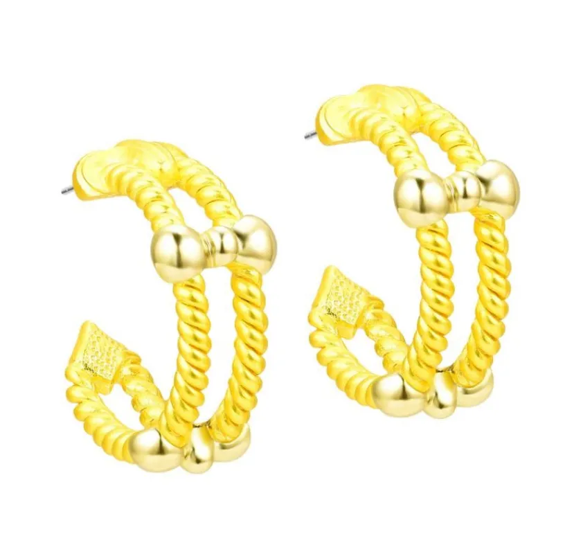 GOLD YELLOW HOOP EARRINGS ( 1027 GYE ) sold by Oh My Jewelry