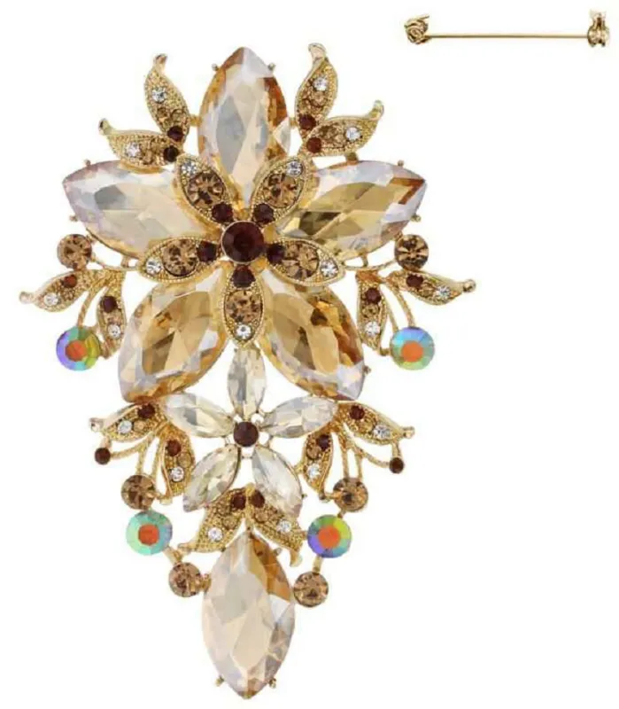 GOLD BROOCH BROWN STONES ( 03 GCP ) made by Oh My Jewelry