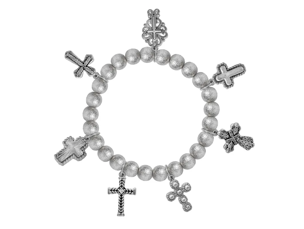 SILVER CROSS CHARM BRACELET ( 03516 AS ) sold by Oh My Jewelry