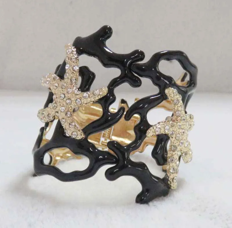 GOLD BLACK STARFISH BANGLE ( 940 BK ) sold by Oh My Jewelry