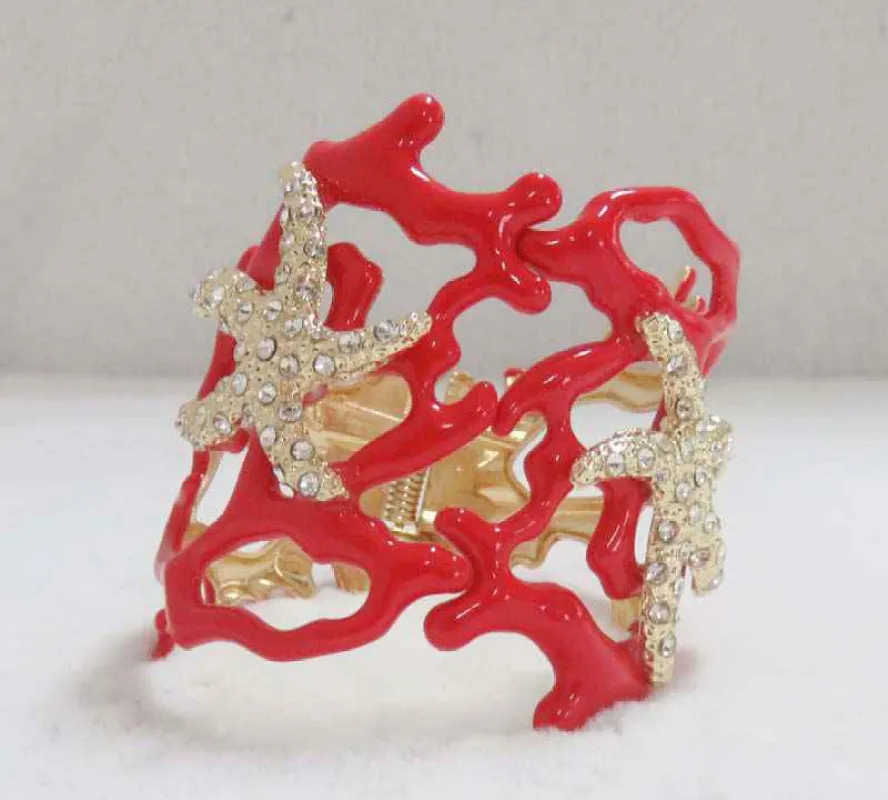 GOLD RED STARFISH BANGLE ( 940 RD ) made by Oh My Jewelry