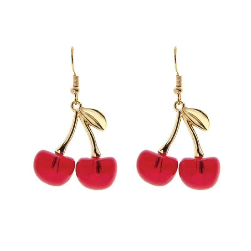 DANGLING GOLD CHERRY EARRINGS ( 28890 LSIG ) sold by Oh My Jewelry