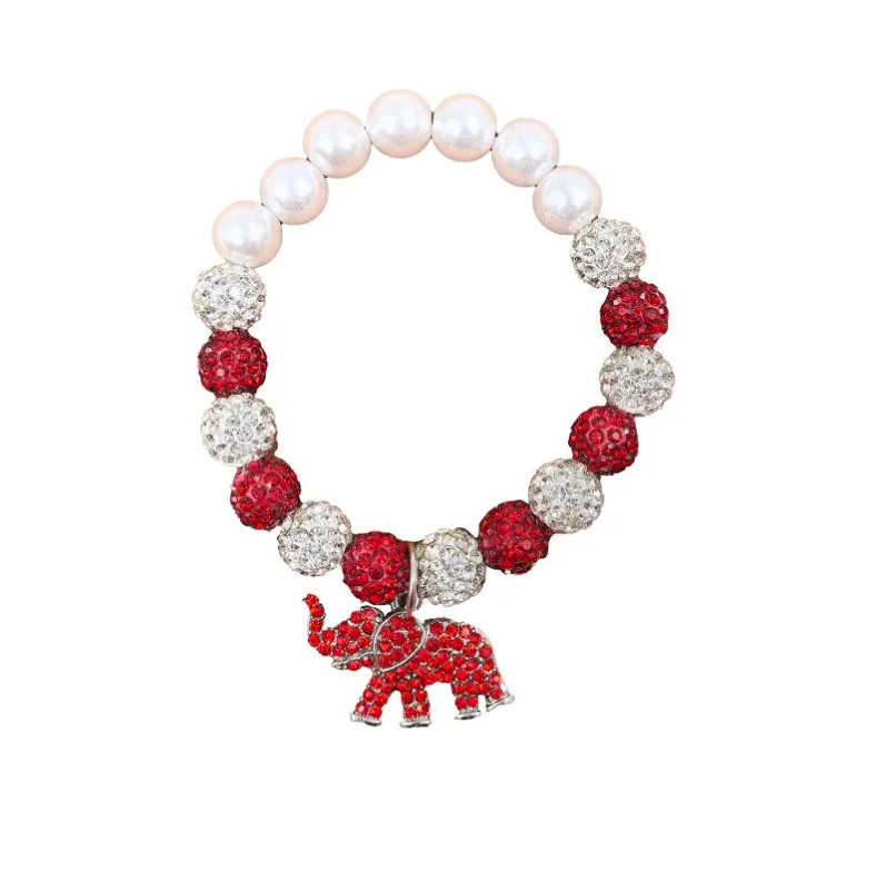 WHITE RED STRETCH BRACELET ELEPHANT ( 0363 3RDCL ) sold by Oh My Jewelry