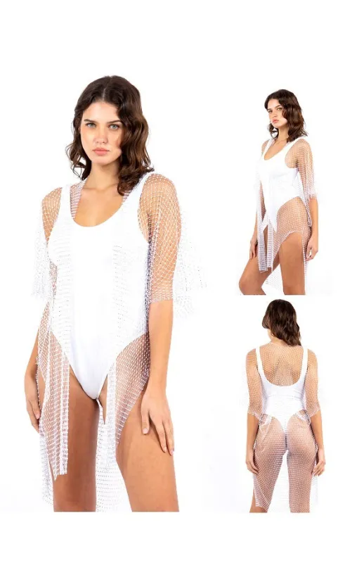 MESH WHITE KIMONO ( 0139 WH ) sold by Oh My Jewelry