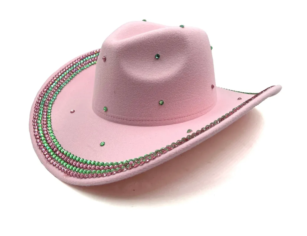 PINK HAT PINK GREEN STONES ( 0685 PKPG ) sold by Oh My Jewelry