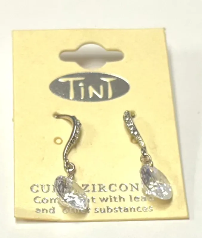 SILVER DANGLING CZ EARRINGS ( 1318 S ) sold by Oh My Jewelry