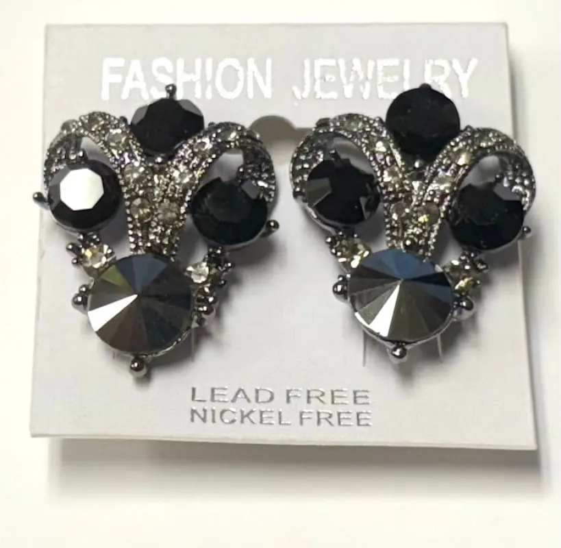 HEMATITE CLIP ON EARRINGS BLACK STONES ( 6465 ) sold by Oh My Jewelry