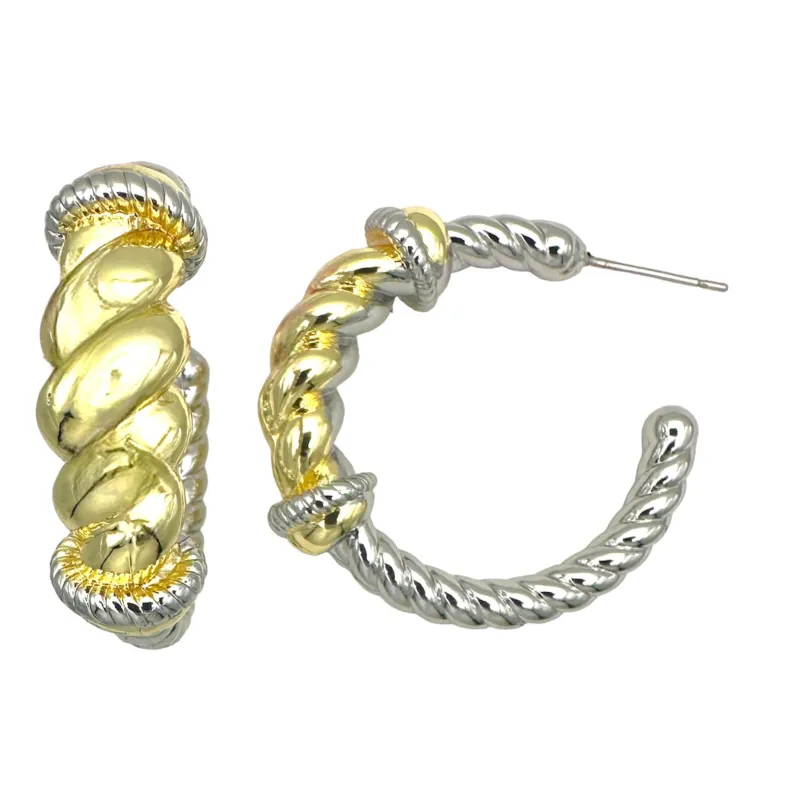 SILVER GOLD HOOP EARRINGS ( 9496 E ) sold by Oh My Jewelry