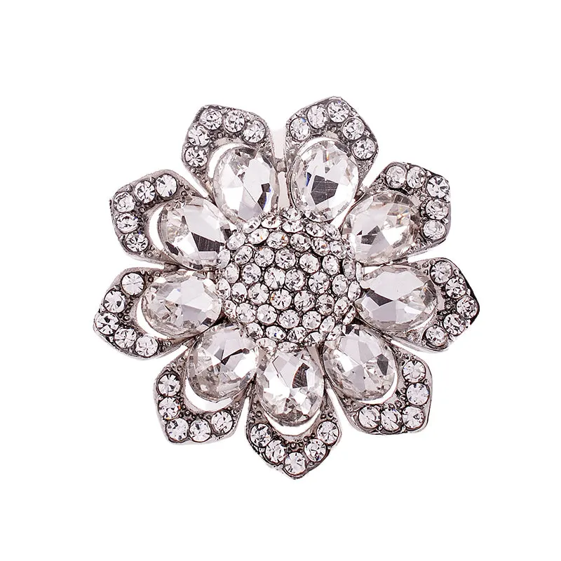 FLOWER BROOCH SILVER CLEAR ( 1582 SCL ) sold by Oh My Jewelry