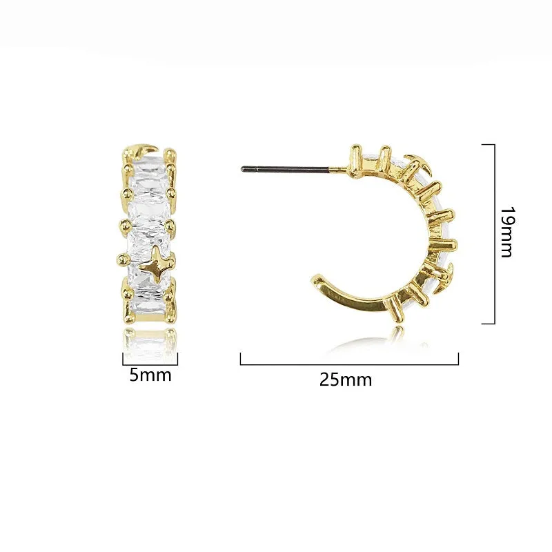GOLD HOOP EARRINGS CZ STONES ( 4661 GD ) sold by Oh My Jewelry