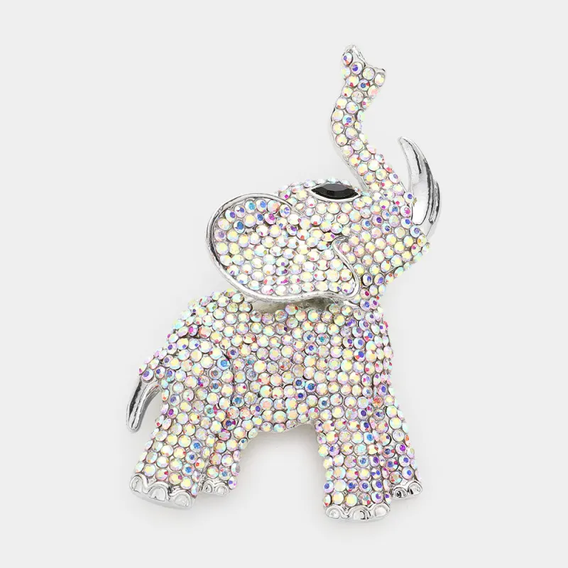 SILVER AB STONE ELEPHANT BROOCH ( 1479 SAB ) sold by Oh My Jewelry