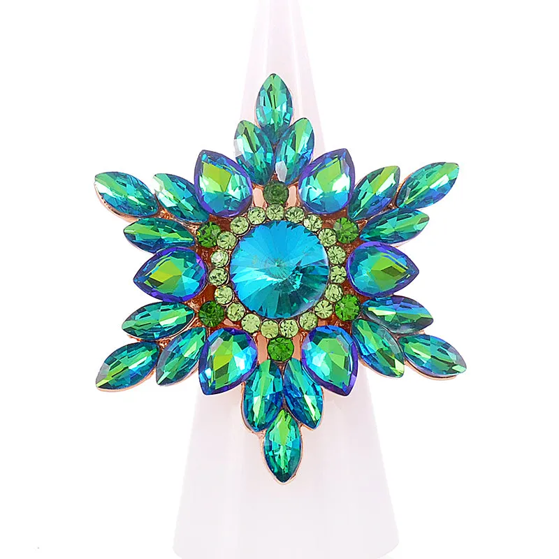 OLIVE GREEN FLOWER RING ( 1343 OLIX ) sold by Oh My Jewelry