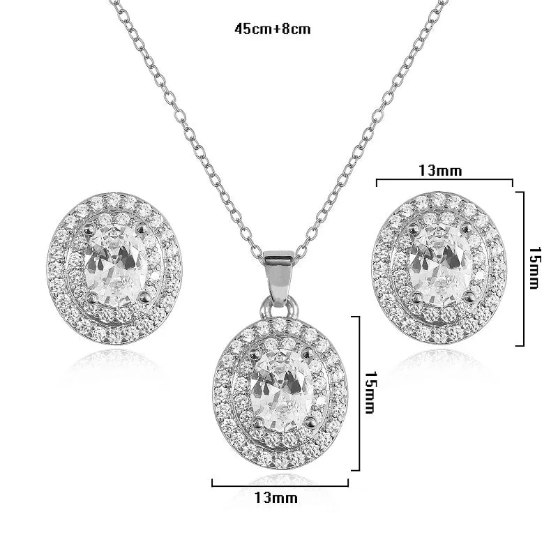 SILVER NECKLACE SET CLEAR CZ CUBIC ZIRCONIA STONES ( 2949 RH ) sold by Oh My Jewelry