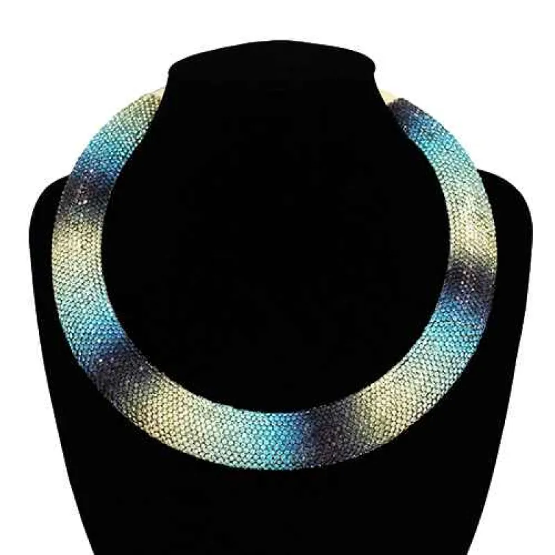 GOLD LIGHT BLUE NECKLACE ( 2139 GDLBL ) sold by Oh My Jewelry