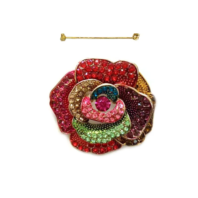GOLD MULTI COLOR ROSE BROOCH ( 76 ) made by Oh My Jewelry