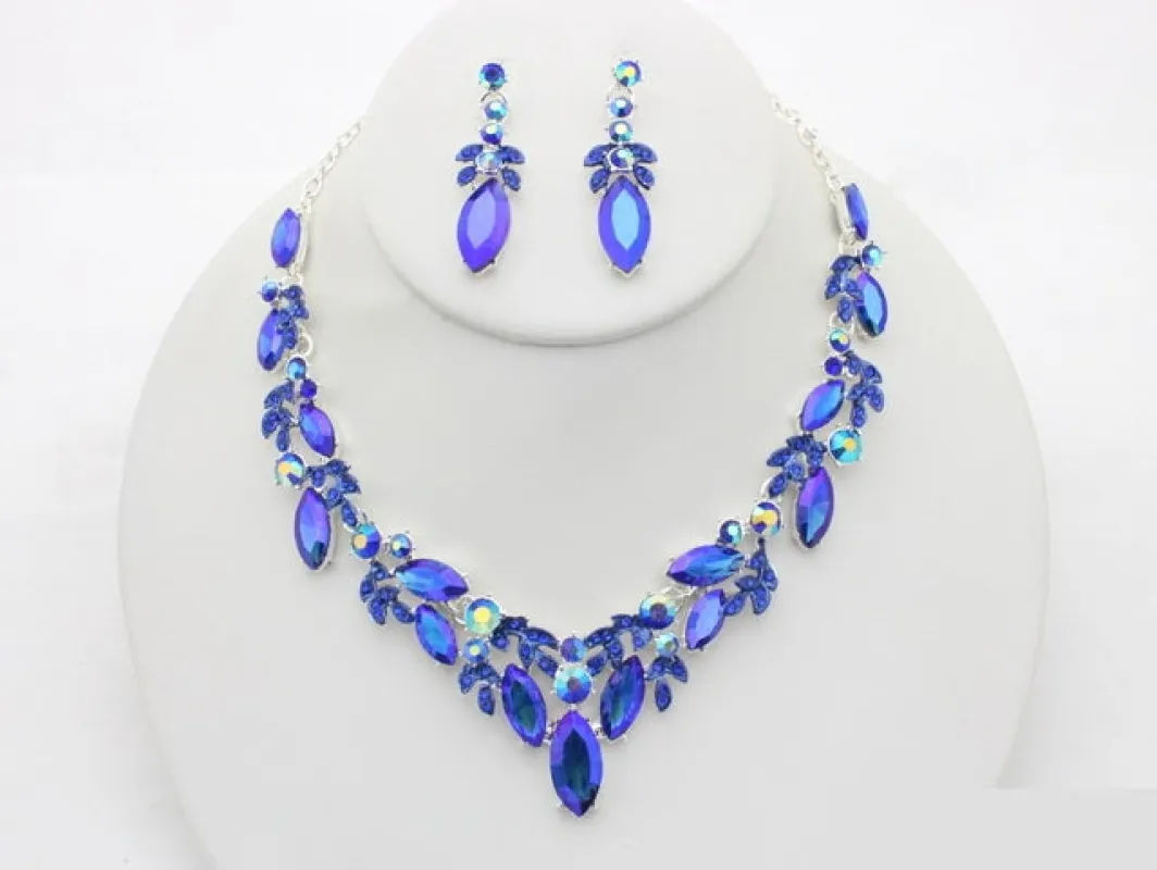 SILVER BLUE NECKLACE SET ( 20809 SSAP ) sold by Oh My Jewelry