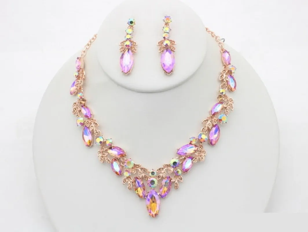 ROSE GOLD PEACH NECKLACE SET ( 20809 RGPEA ) sold by Oh My Jewelry