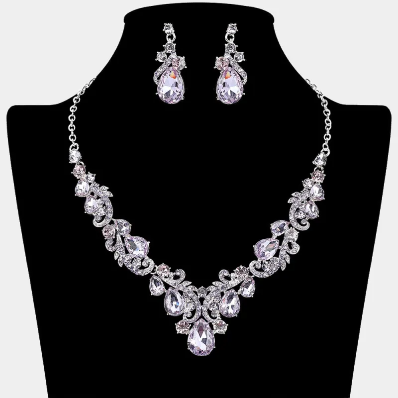 SILVER AMETHYST NECKLACE SET ( 20803 SLAME ) sold by Oh My Jewelry