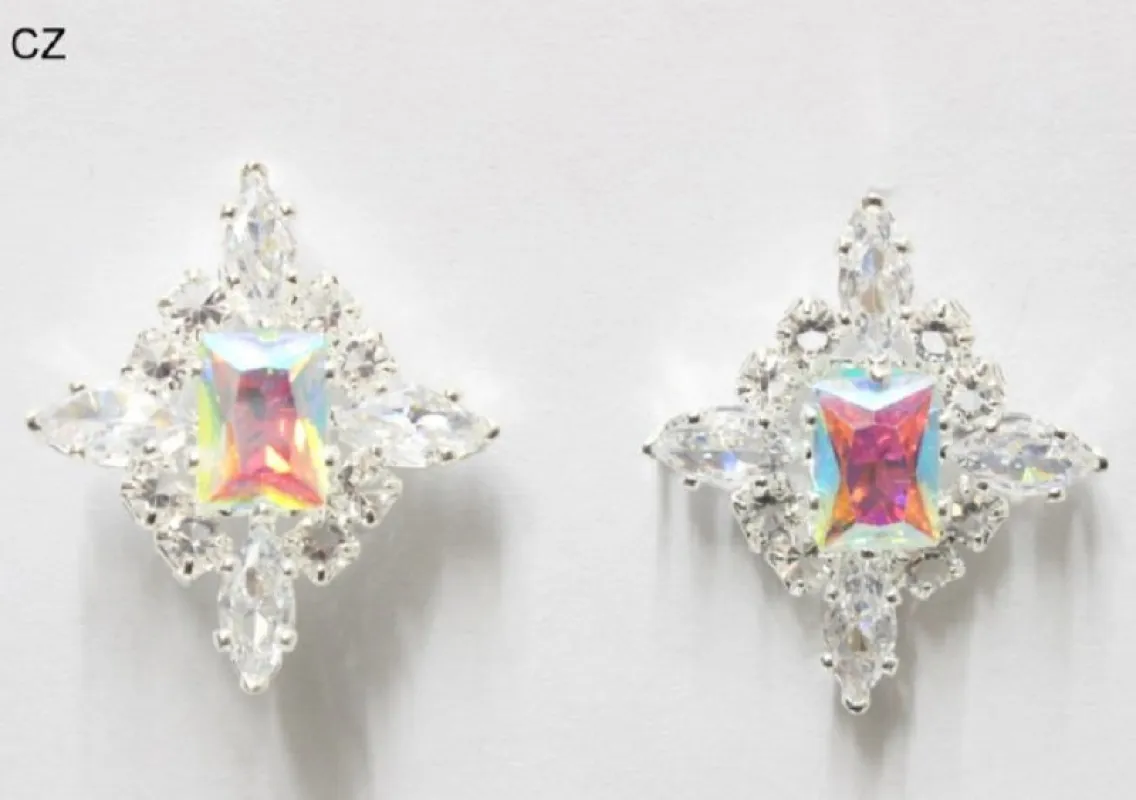 SILVER CZ STONE EARRINGS ( 6959 SAB ) sold by Oh My Jewelry