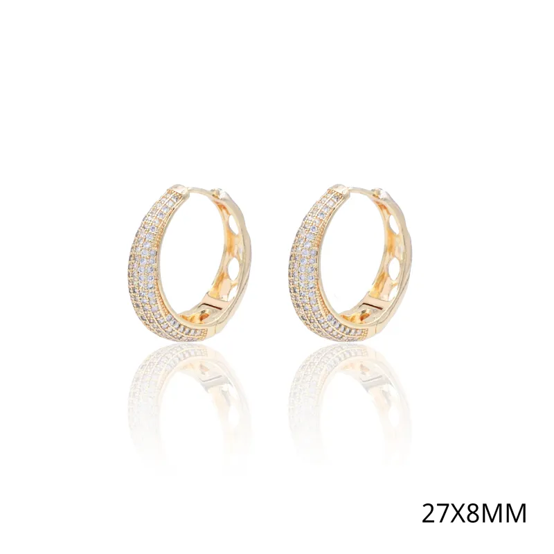 PAVE HOOP EARRINGS CLEAR CZ STONES ( 5309 G ) sold by Oh My Jewelry