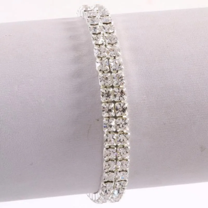 2 LINE SILVER STRETCH BRACELET WITH CLEAR RHINESTONES ( 1054 SCL ) sold by Oh My Jewelry