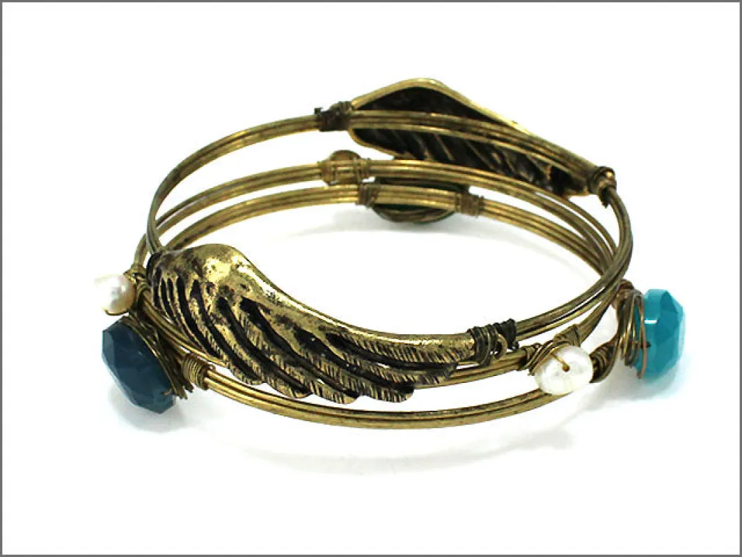GOLD BANGLE WING TURQUOISE ( 0751 GBTQS sold by Oh My Jewelry