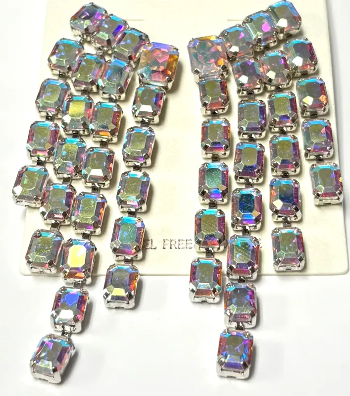 SILVER AB DANGLING EARRINGS ( 2710 RHAB ) sold by Oh My Jewelry