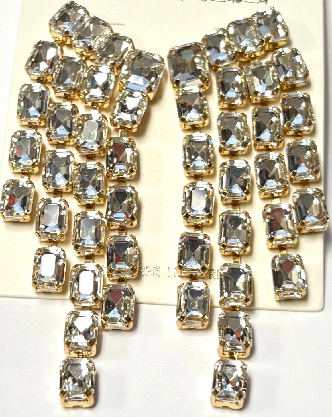 GOLD CLEAR DANGLING EARRINGS ( 2710 GDCRY ) sold by Oh My Jewelry