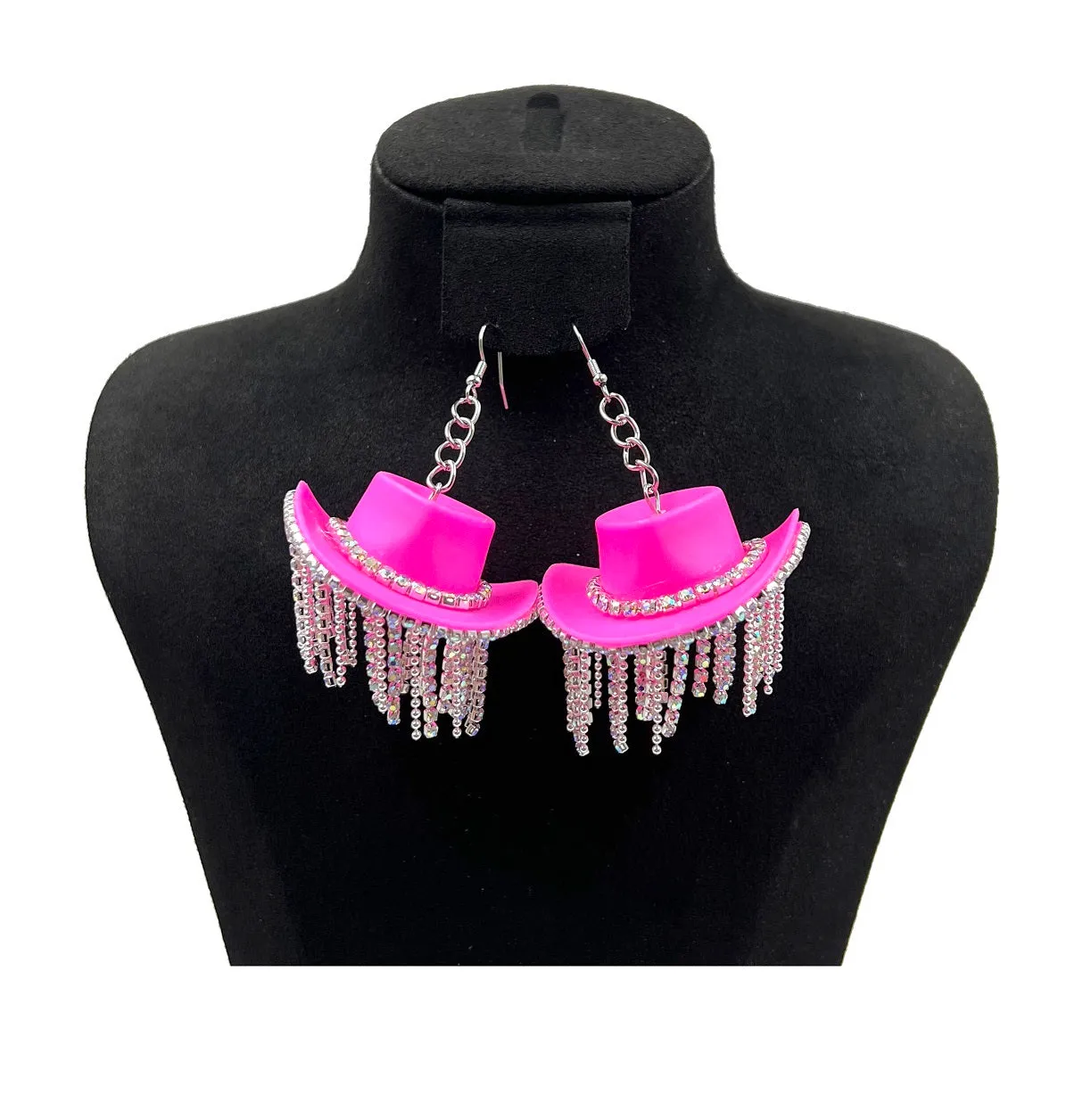 FUCHSIA COWBOY HAT EARRINGS ( 0393 FUX ) sold by Oh My Jewelry