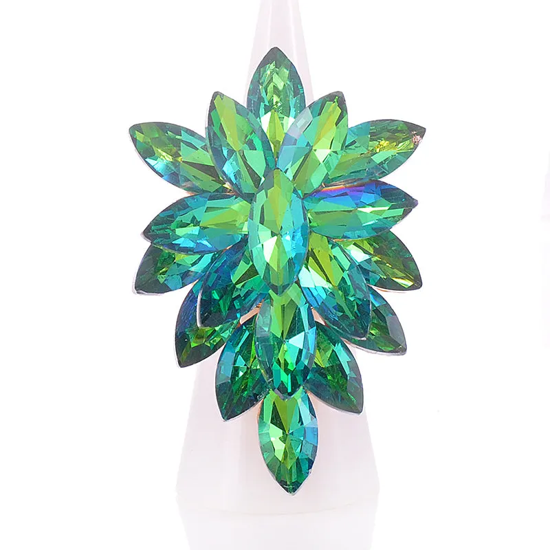 GOLD GREEN AB CRYSTAL STRETCH RING ( 1344 OLIX ) sold by Oh My Jewelry