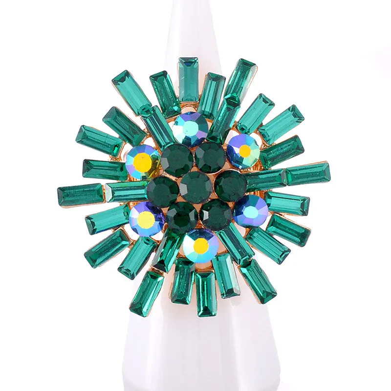 GOLD STRETCH RING EMERALD GREEN STONES ( 1299 EM ) sold by Oh My Jewelry