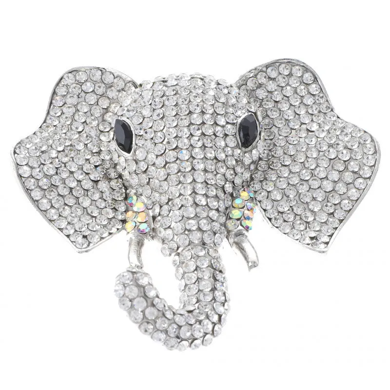 SILVER ELEPHANT BROOCH CLEAR STONES ( 1378 SCL ) sold by Oh My Jewelry