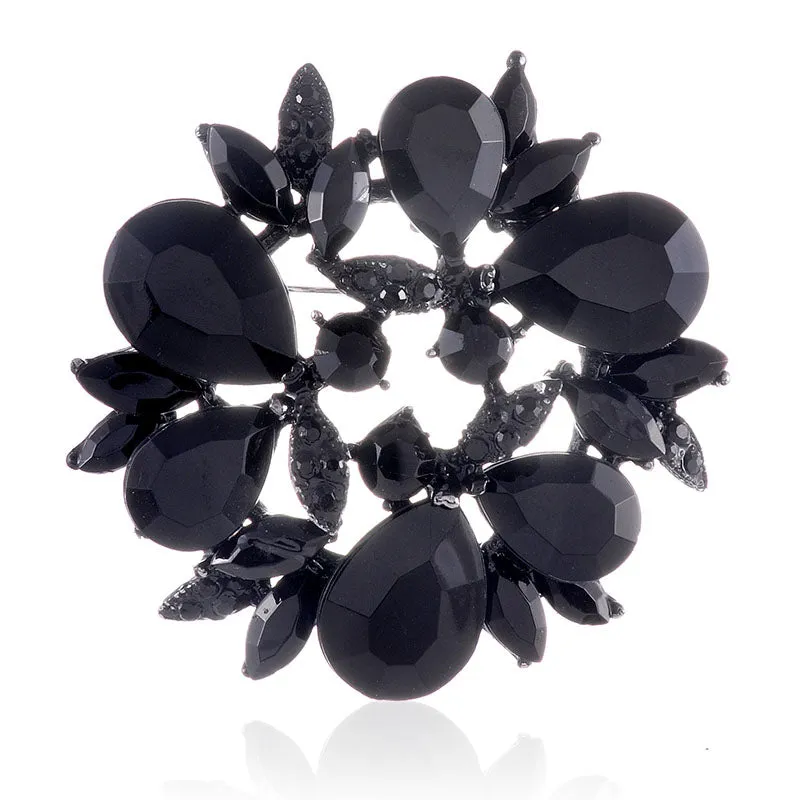 BLACK Rhinestone Circular Brooch/PENDANT ( 1124 JET ) sold by Oh My Jewelry