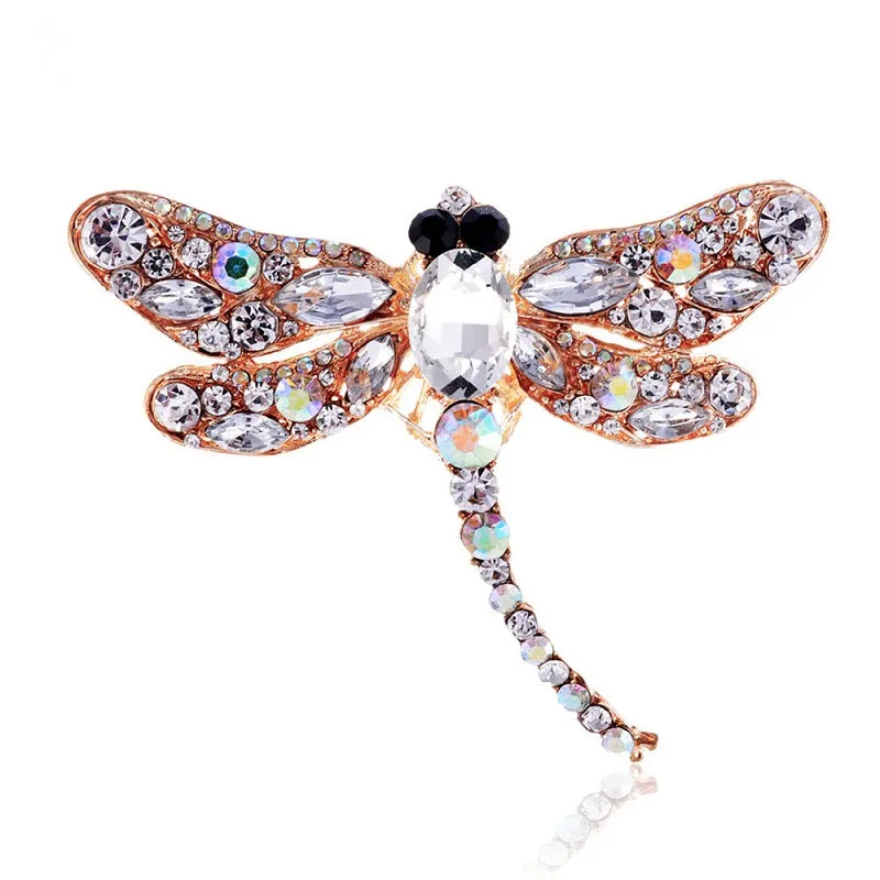 GOLD DRAGONFLY BROOCH CLEAR RHINESTONES ( P1345 GAB) sold by Oh My Jewelry