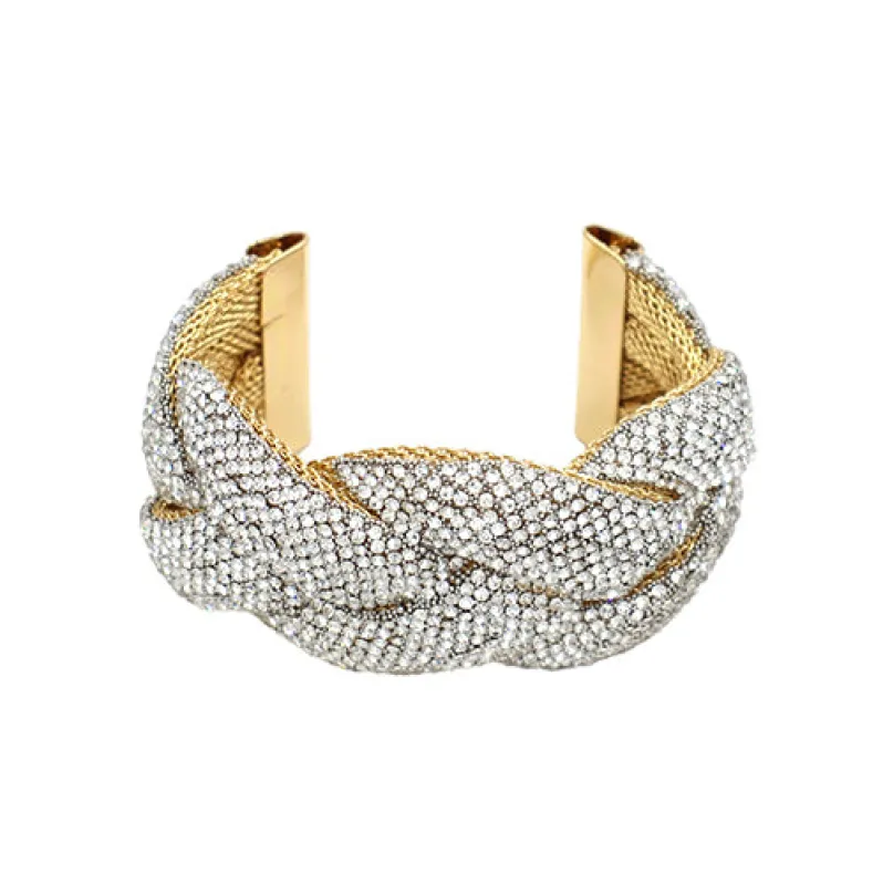 GOLD CLEAR CUFF BANGLE ( 2099 GDCLR ) sold by Oh My Jewelry