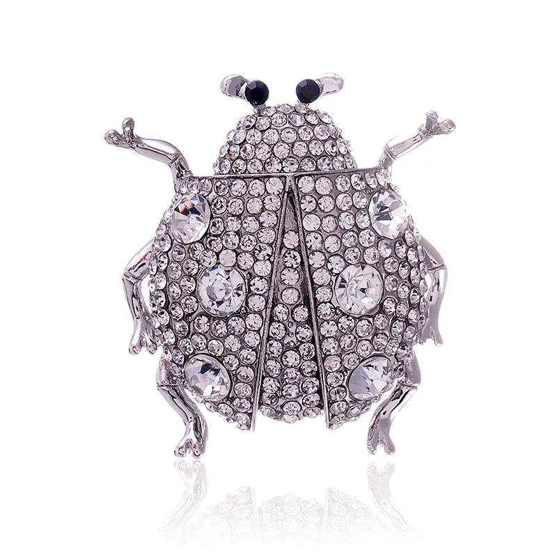 SILVER LADYBUG BROOCH CLEAR STONES ( 1515 SCL ) sold by Oh My Jewelry