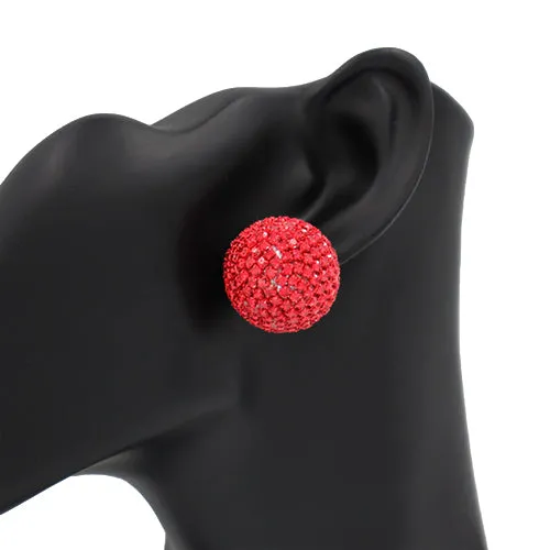 GOLD RED STONE BALL EARRINGS ( 2469 GDLSM ) sold by Oh My Jewelry