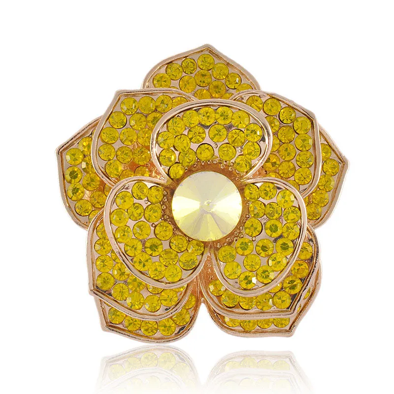 GOLD FLOWER BROOCH YELLOW STONES ( 1433 GYE ) sold by Oh My Jewelry