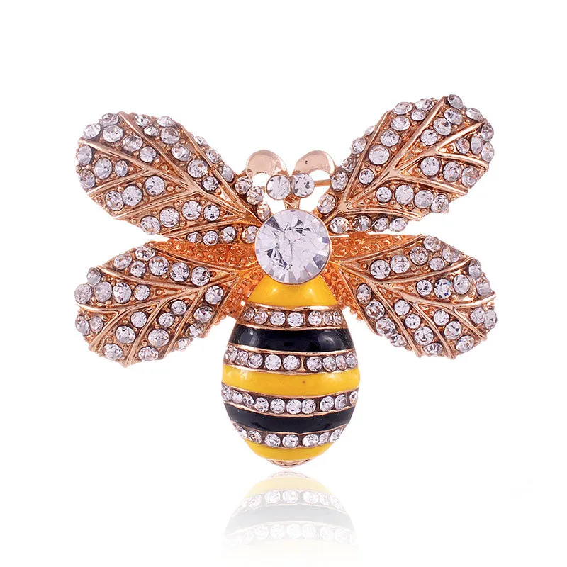 GOLD BEE BROOCH CLEAR STONES ( 1470 GCL ) sold by Oh My Jewelry