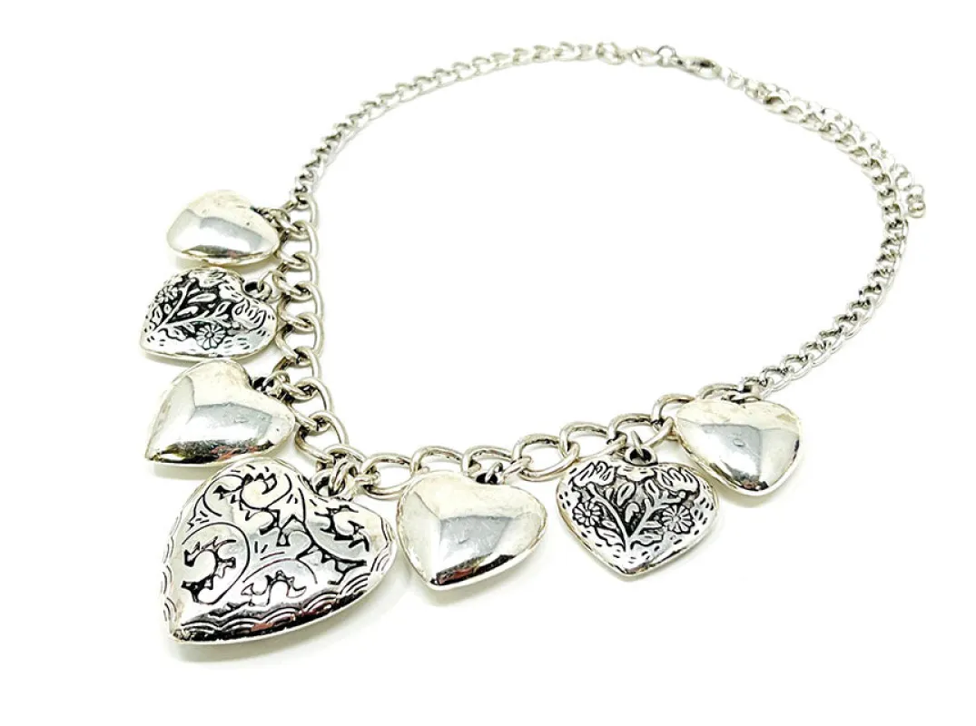 SILVER HEART NECKLACE SET ( 16136 SB ) sold by Oh My Jewelry