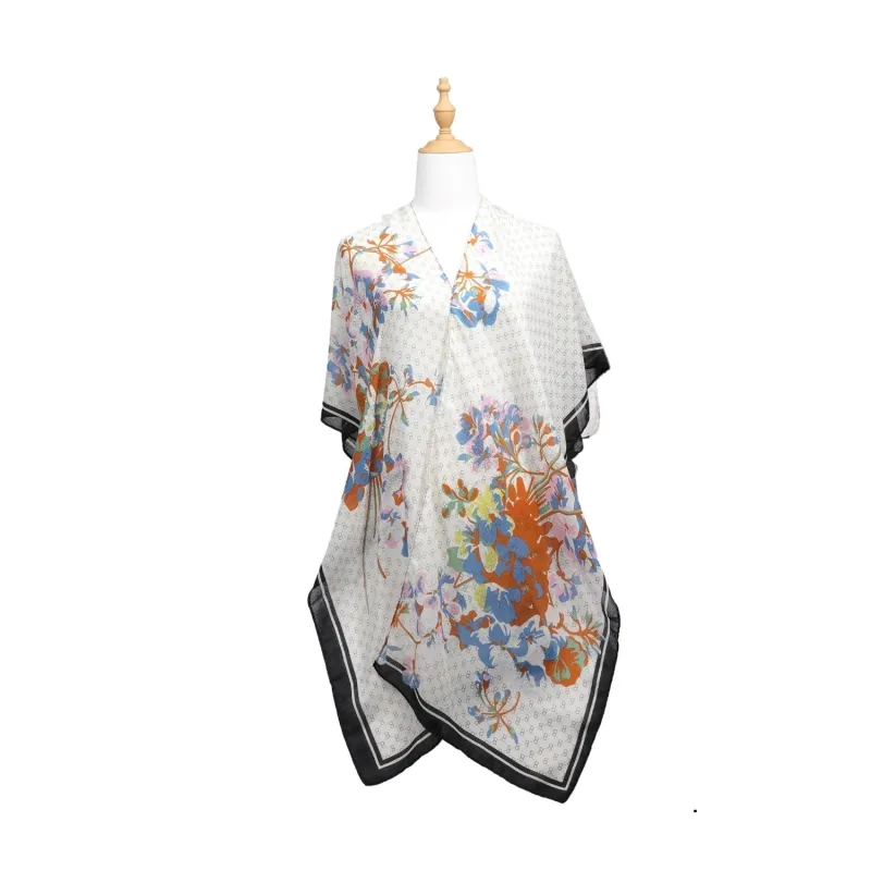 FLORAL MULTICOLOR WRAP PONCHO ( 960013 BKMT ) sold by Oh My Jewelry