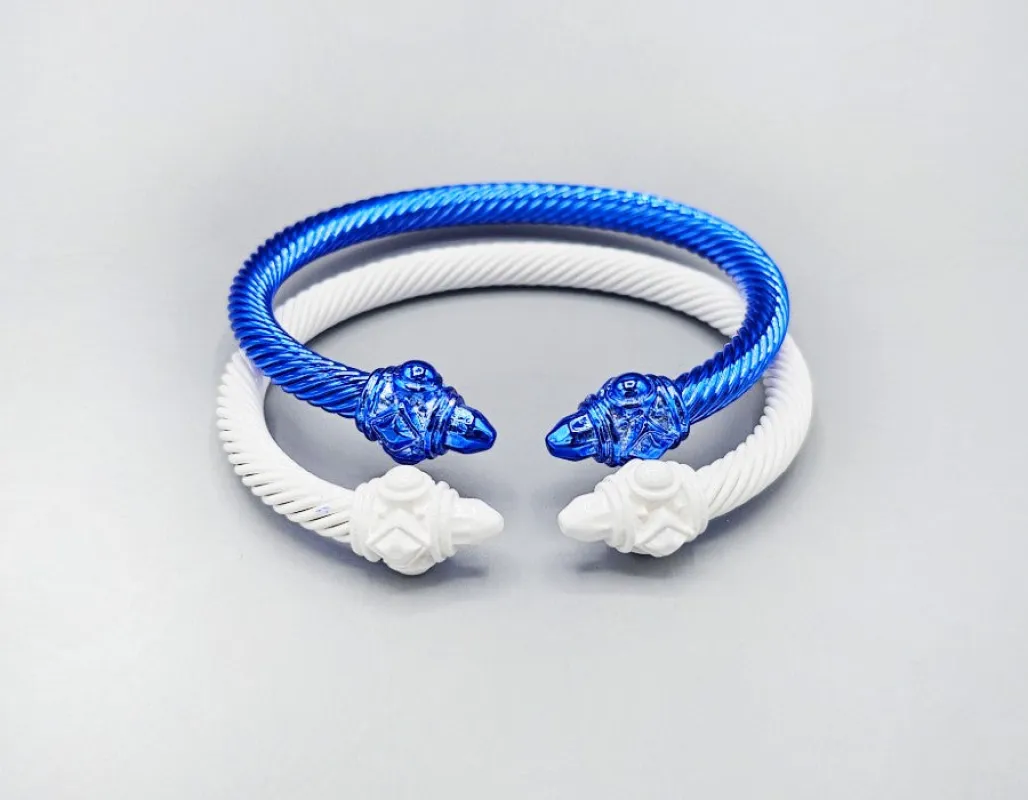 BLUE WHITE CUFF BANGLE ( 1595 BLWHT ) sold by Oh My Jewelry