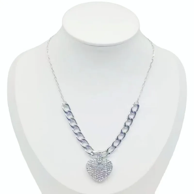 HEART NECKLACE CLEAR STONES ( 0253 RHCR ) sold by Oh My Jewelry